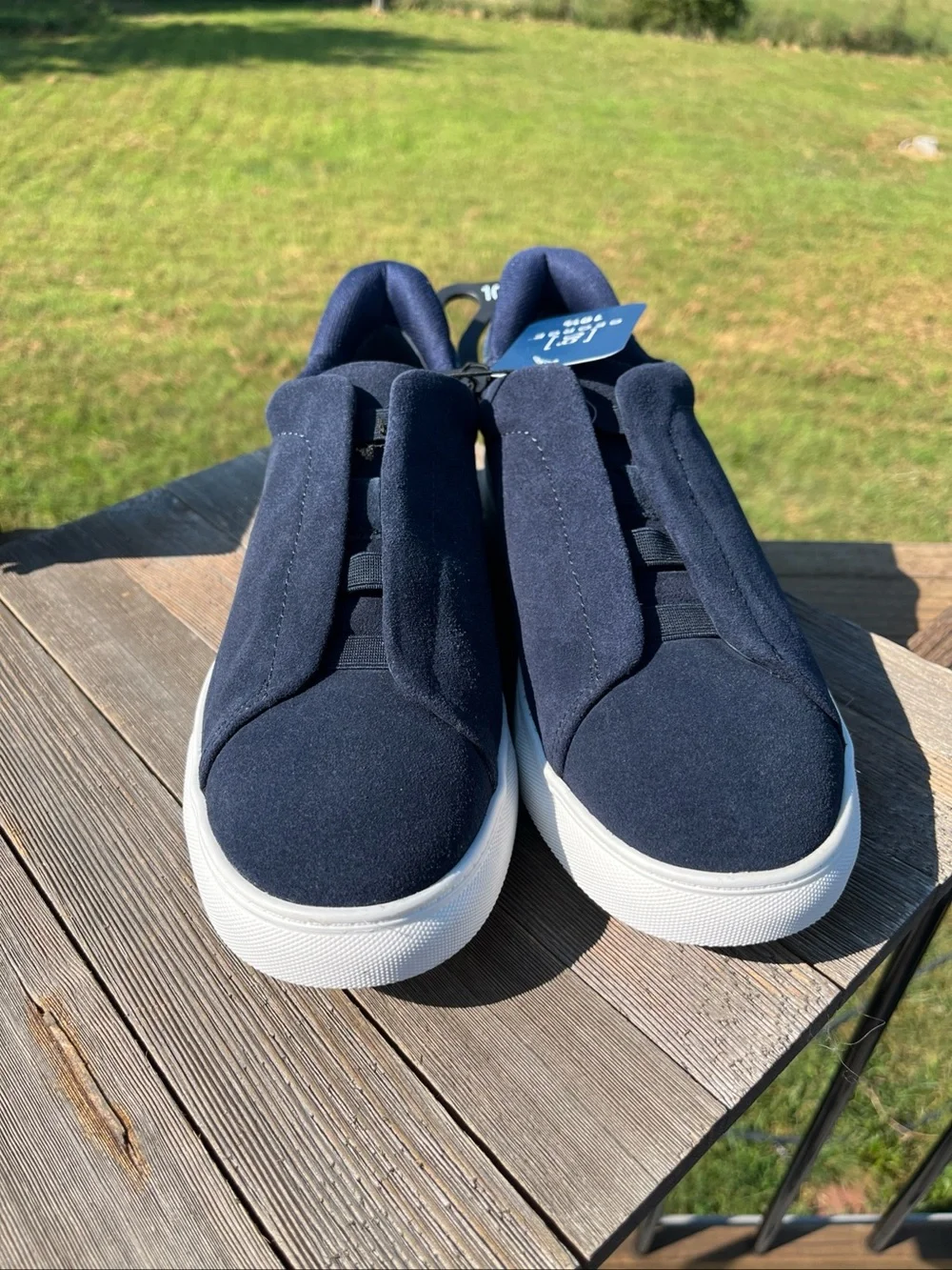George Men’s Navy Blue Suede-look Slip-on Sneakers Size 10.5